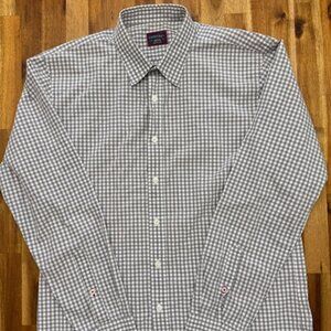UNTUCKit Men’s Shirt M Gray Checkered 100% Cotton Long Sleeve Button-Up